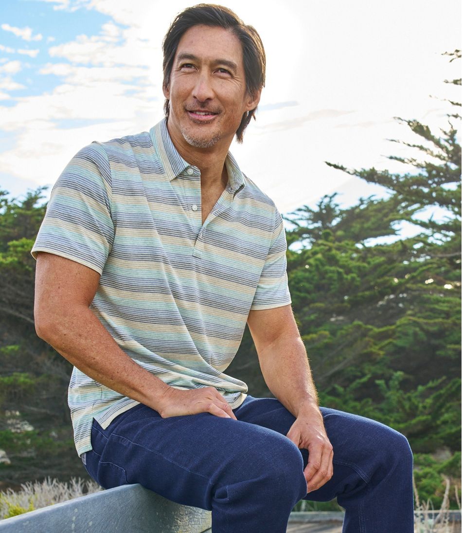 Men's Comfort Stretch Performance® Pima Polo, Short-Sleeve, Stripe - L.L.Bean Value