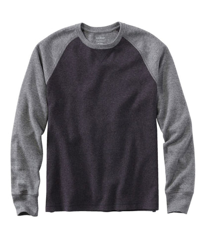 Men's Washed Cotton Double-Knit Crewneck, Slightly Fitted Long-Sleeve Colorblock - L.L.Bean Customer Favorite