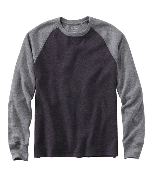 Men's Washed Cotton Double-Knit Crewneck, Slightly Fitted Long-Sleeve Colorblock - L.L.Bean Customer Favorite