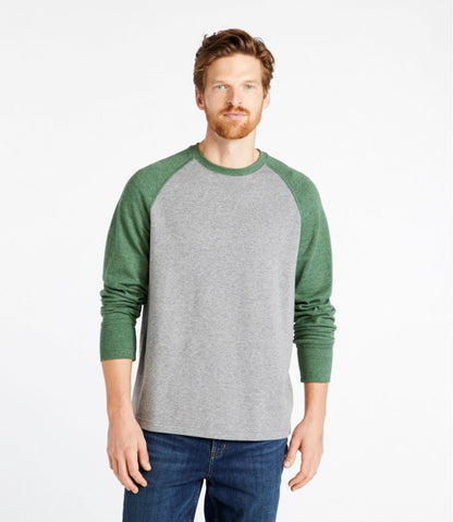 Men's Washed Cotton Double-Knit Crewneck, Slightly Fitted Long-Sleeve Colorblock - L.L.Bean Customer Favorite