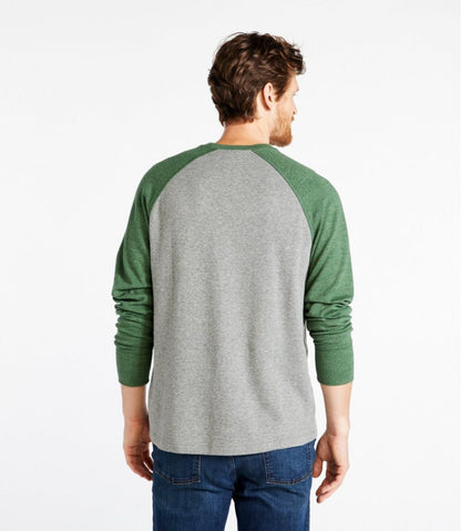 Men's Washed Cotton Double-Knit Crewneck, Slightly Fitted Long-Sleeve Colorblock - L.L.Bean Customer Favorite