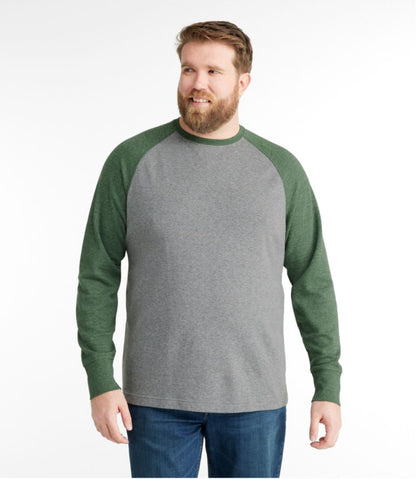 Men's Washed Cotton Double-Knit Crewneck, Slightly Fitted Long-Sleeve Colorblock - L.L.Bean Customer Favorite