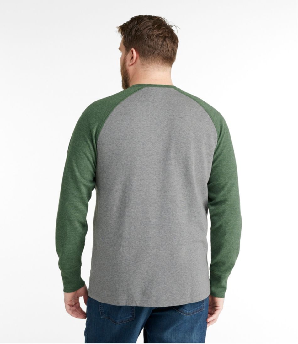 Men's Washed Cotton Double-Knit Crewneck, Slightly Fitted Long-Sleeve Colorblock - L.L.Bean Customer Favorite