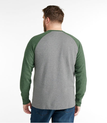 Men's Washed Cotton Double-Knit Crewneck, Slightly Fitted Long-Sleeve Colorblock - L.L.Bean Customer Favorite