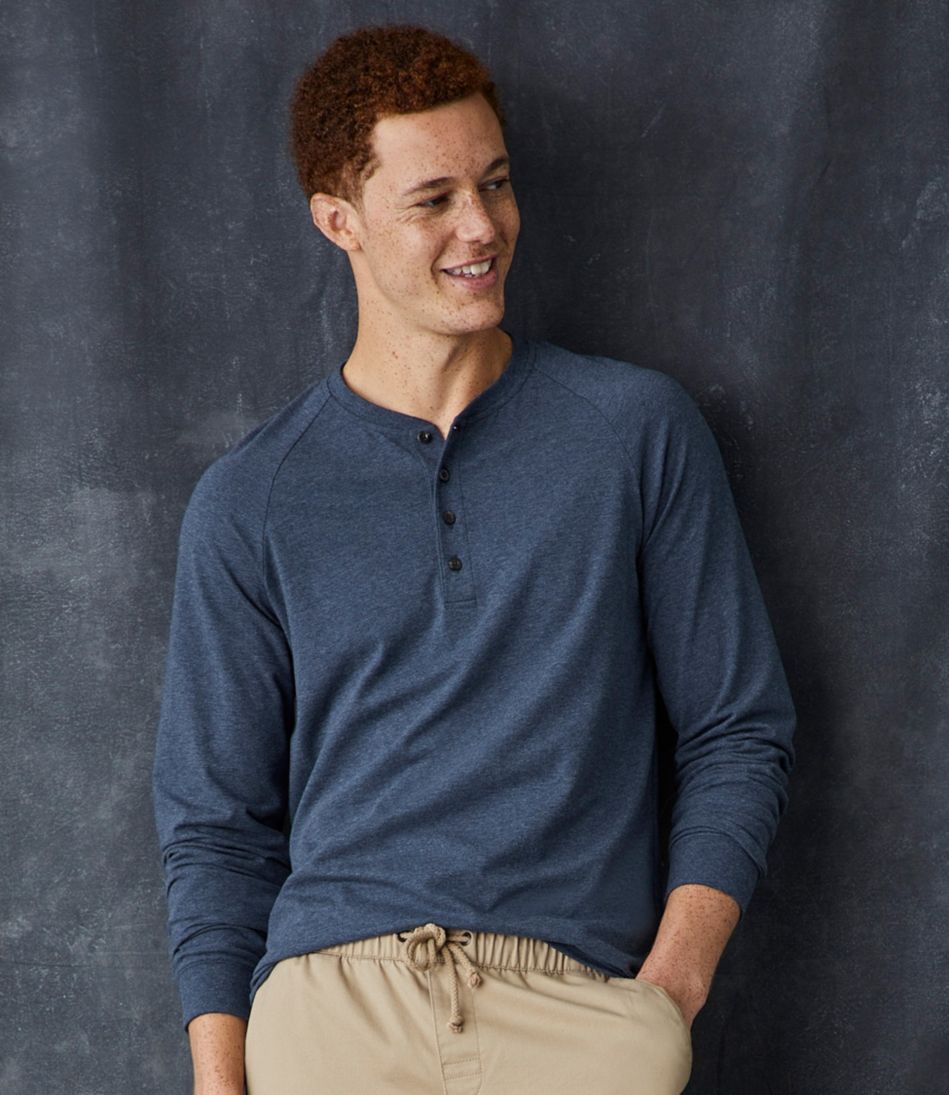 Men's Comfort Stretch Pima Tee Shirt, Long-Sleeve Henley - L.L.Bean Classic