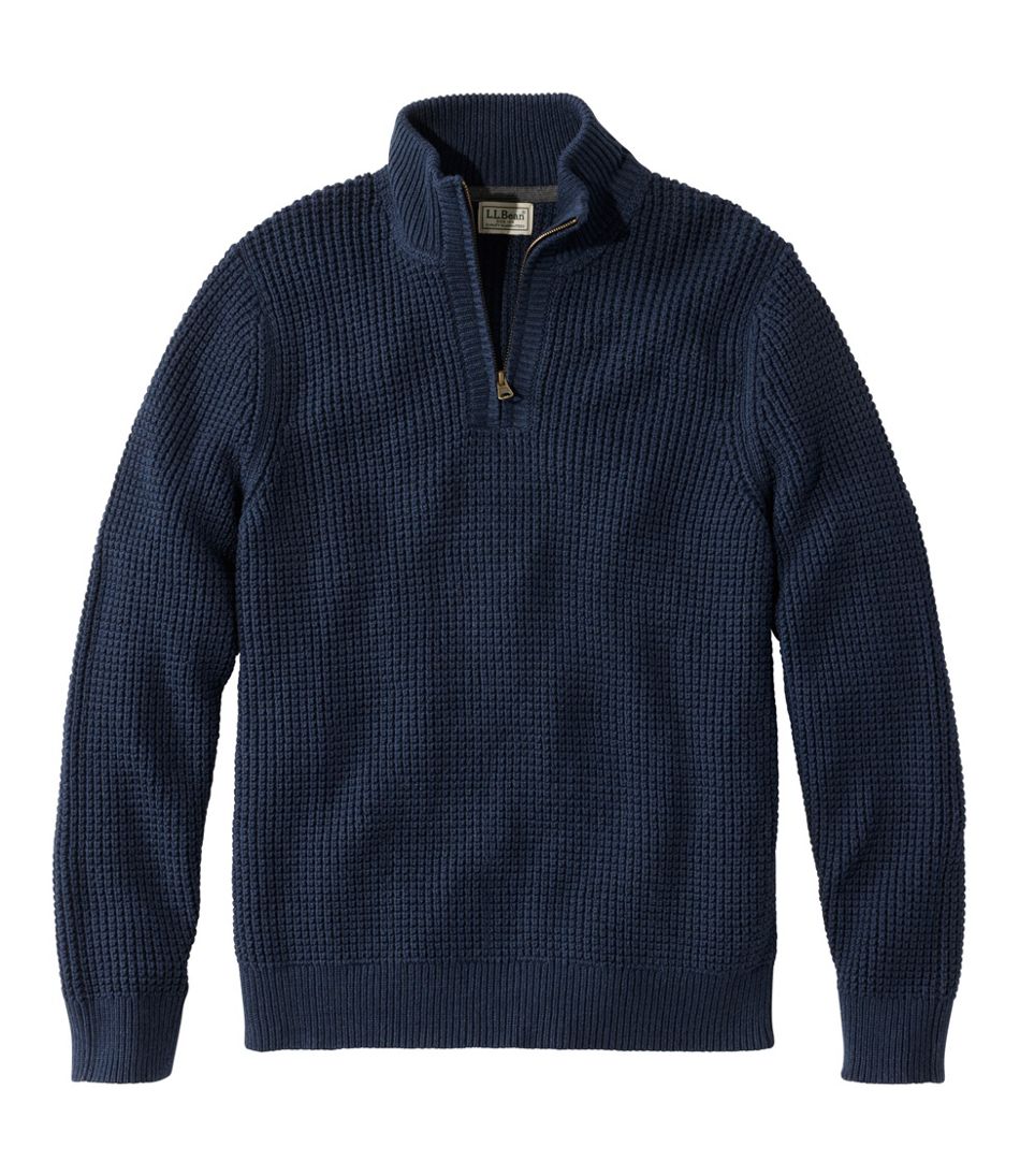 Men's Organic Cotton Waffle Sweater, Quarter Zip - L.L.Bean Customer Favorite