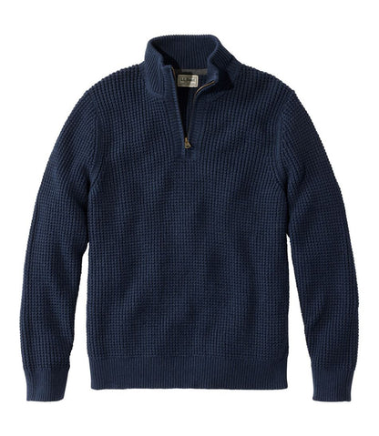 Men's Organic Cotton Waffle Sweater, Quarter Zip - L.L.Bean Customer Favorite