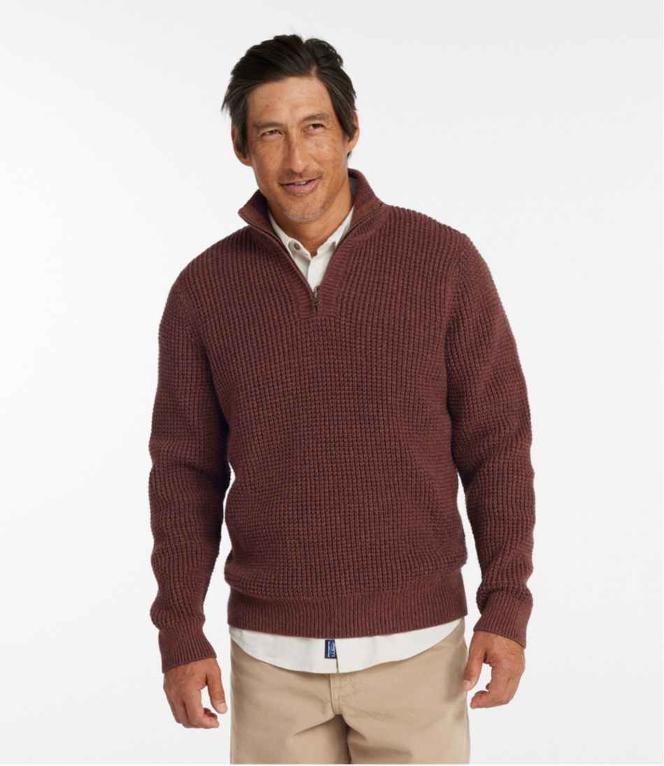 Men's Organic Cotton Waffle Sweater, Quarter Zip - L.L.Bean Customer Favorite