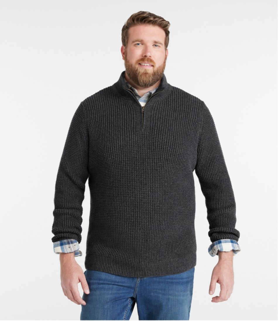 Men's Organic Cotton Waffle Sweater, Quarter Zip - L.L.Bean Customer Favorite