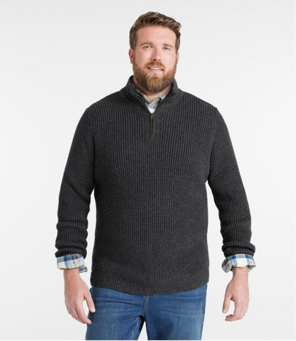 Men's Organic Cotton Waffle Sweater, Quarter Zip - L.L.Bean Customer Favorite