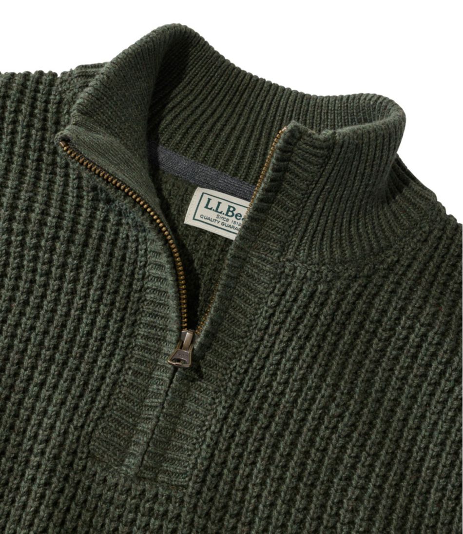Men's Organic Cotton Waffle Sweater, Quarter Zip - L.L.Bean Customer Favorite