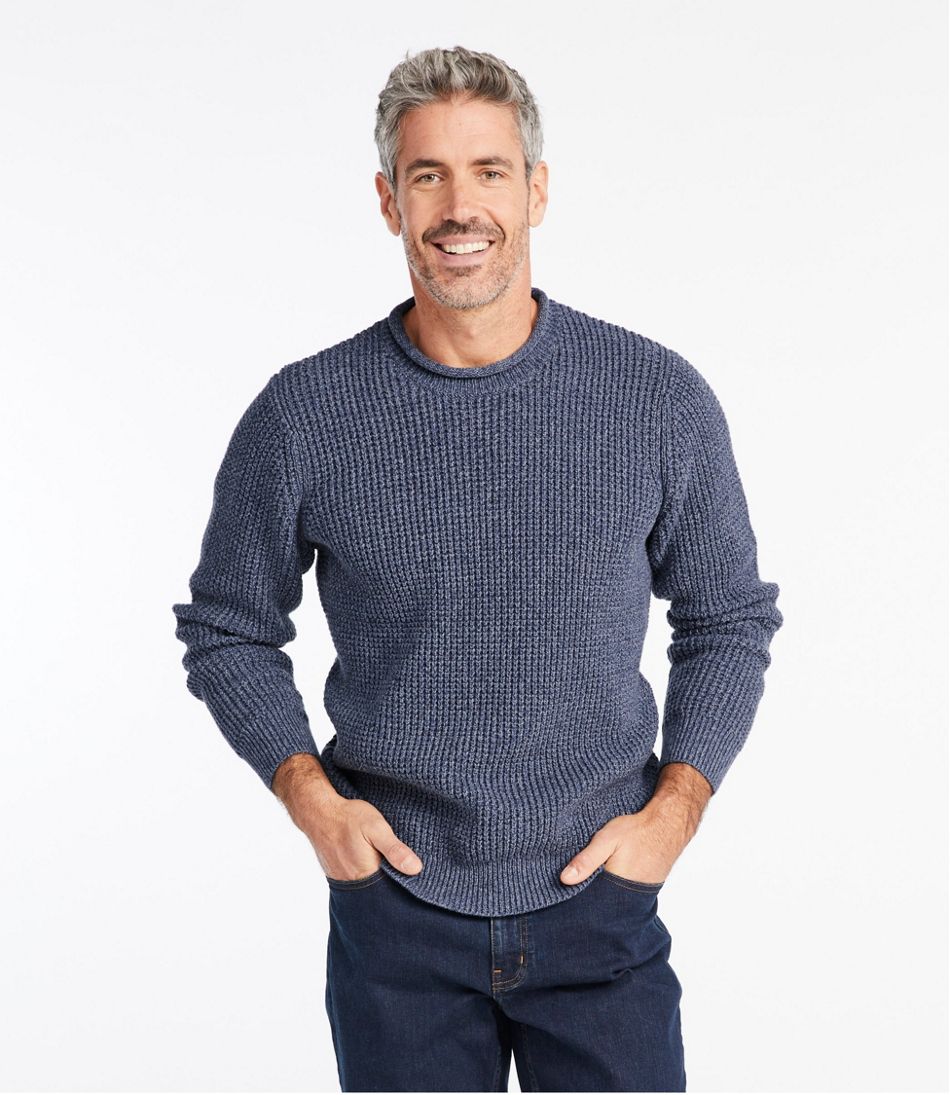 Men's L.L.Bean Organic Cotton Waffle Sweater, Rollneck Crew - L.L.Bean Quality