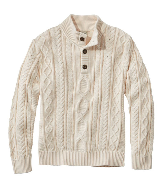 Men's Bean's Heritage Soft Cotton Fisherman Sweater, Button-Mock - L.L.Bean Customer Favorite