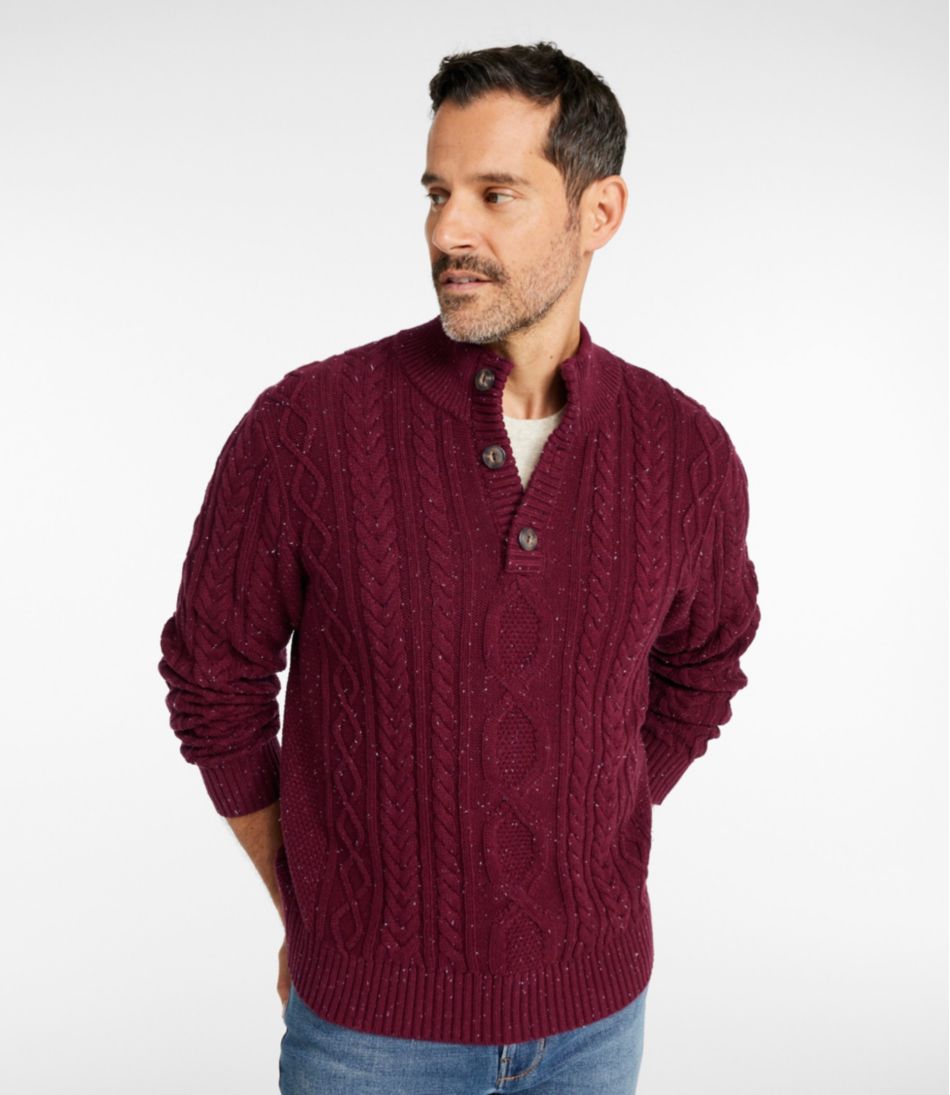 Men's Bean's Heritage Soft Cotton Fisherman Sweater, Button-Mock - L.L.Bean Customer Favorite