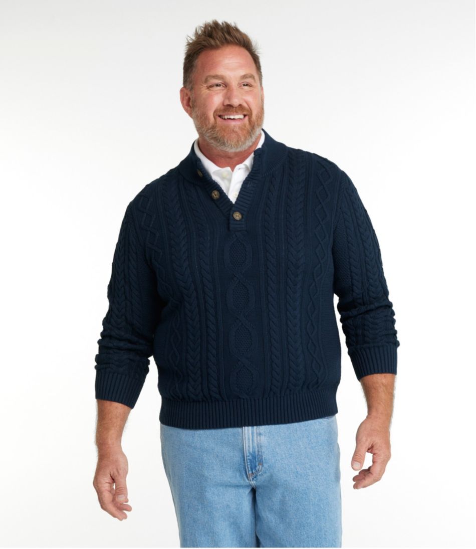 Men's Bean's Heritage Soft Cotton Fisherman Sweater, Button-Mock - L.L.Bean Customer Favorite