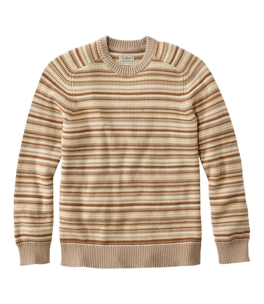 Men's Sunwashed Textured Cotton Sweater, Crewneck, Stripe - L.L.Bean Great Value