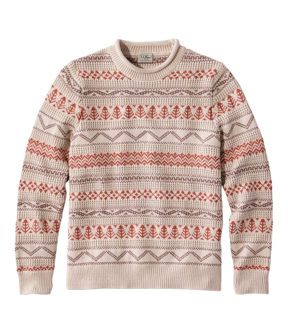 Men's L.L.Bean Organic Cotton Waffle Sweater, Crewneck, Fair Isle - L.L.Bean Latest
