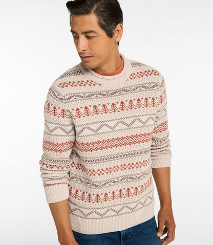 Men's L.L.Bean Organic Cotton Waffle Sweater, Crewneck, Fair Isle - L.L.Bean Latest