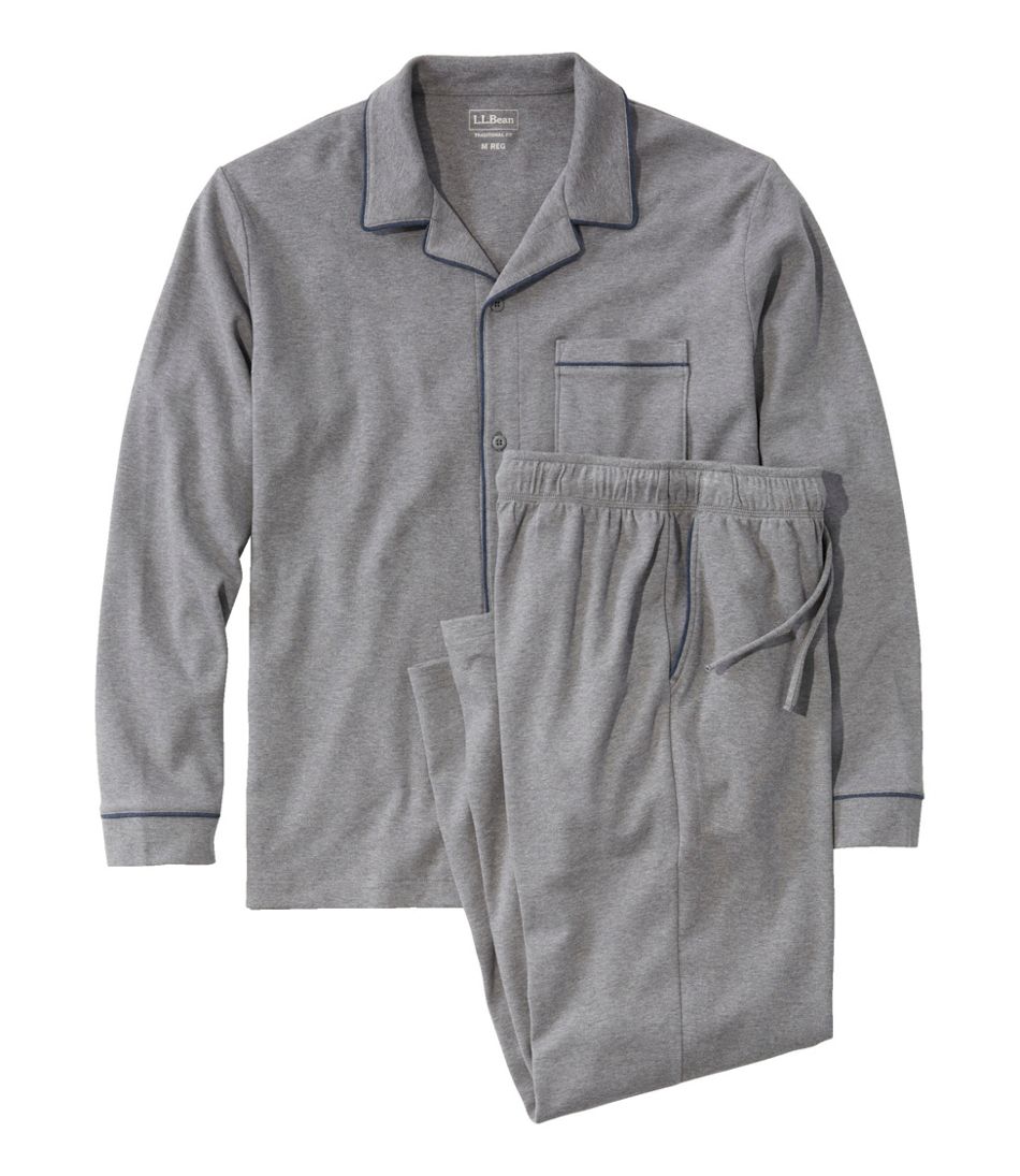 Men's Bean's Cotton Knit Pajamas, Button-Front PJ Set - L.L.Bean Value