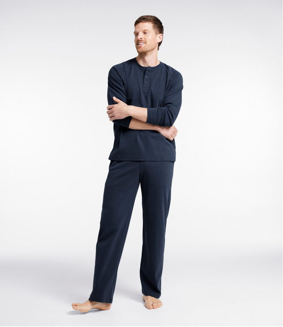 Men's Bean's Cotton Knit Pajamas, Henley PJ Set - L.L.Bean Great Value