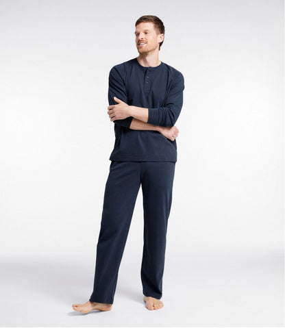 Men's Bean's Cotton Knit Pajamas, Henley PJ Set - L.L.Bean Great Value