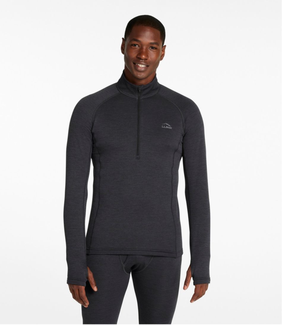 Men's L.L.Bean Midweight Base Layer Crew Top, 1/4 Zip - L.L.Bean Essential