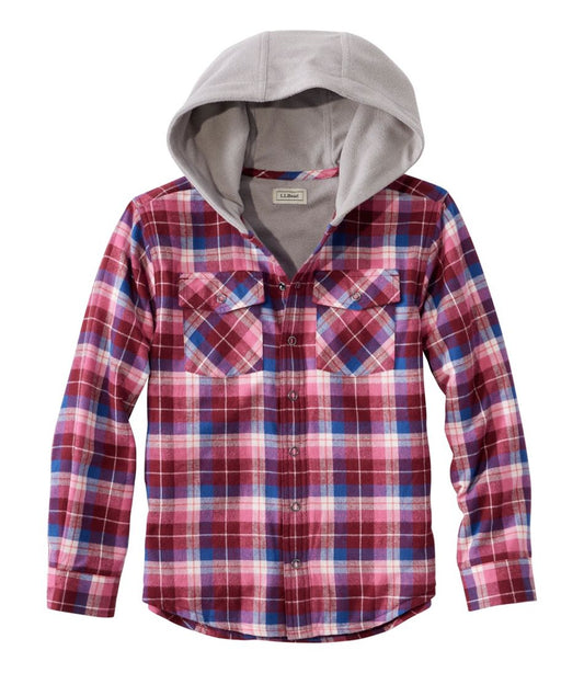 Kids' Fleece-Lined Flannel Shirt, Hooded Plaid - L.L.Bean Essential
