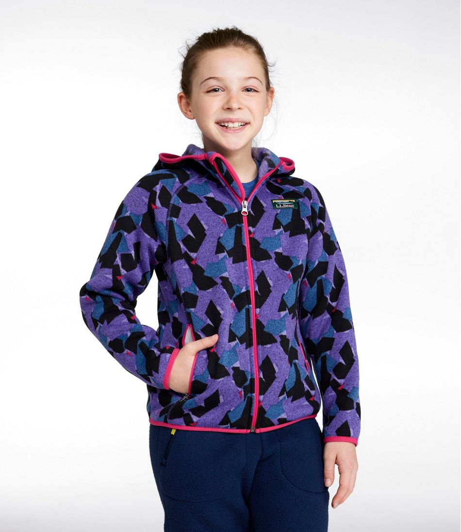 Kids' L.L.Bean Sweater Fleece, Hooded Print - L.L.Bean Customer Favorite