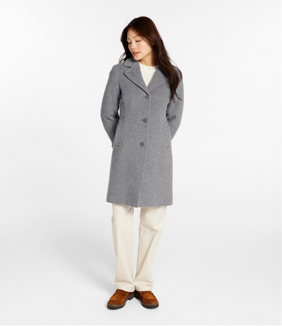 Women's Classic Lambswool Polo Coat, Three-Quarter Length - L.L.Bean Quality