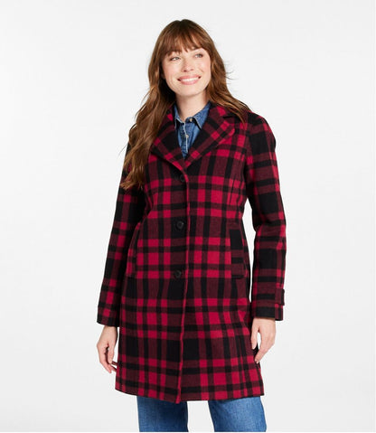 Women's Classic Lambswool Polo Coat, Three-Quarter, Pattern - L.L.Bean Customer Favorite
