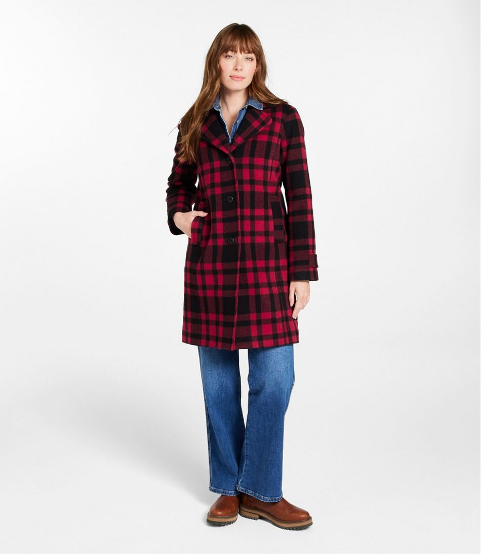 Women's Classic Lambswool Polo Coat, Three-Quarter, Pattern - L.L.Bean Customer Favorite