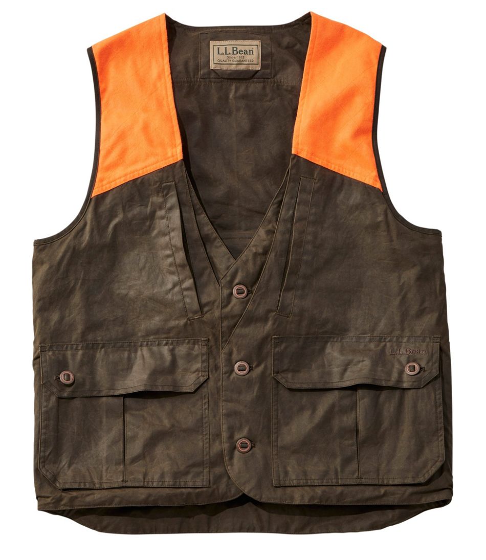 Men's Double L Waxed-Cotton Upland Vest, Hunter Orange - L.L.Bean Everyday