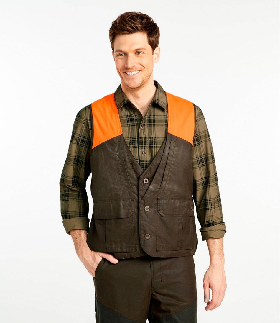 Men's Double L Waxed-Cotton Upland Vest, Hunter Orange - L.L.Bean Everyday