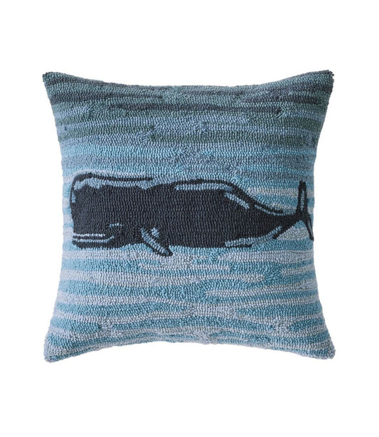 Indoor/Outdoor Hooked Pillow, 18x18 Whale - L.L.Bean Great Value