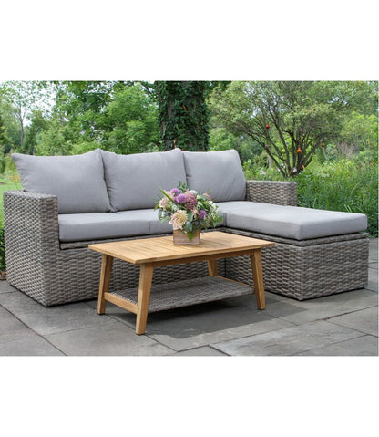 Wicker Storage Sofa and Teak Coffee Table Set - L.L.Bean Latest