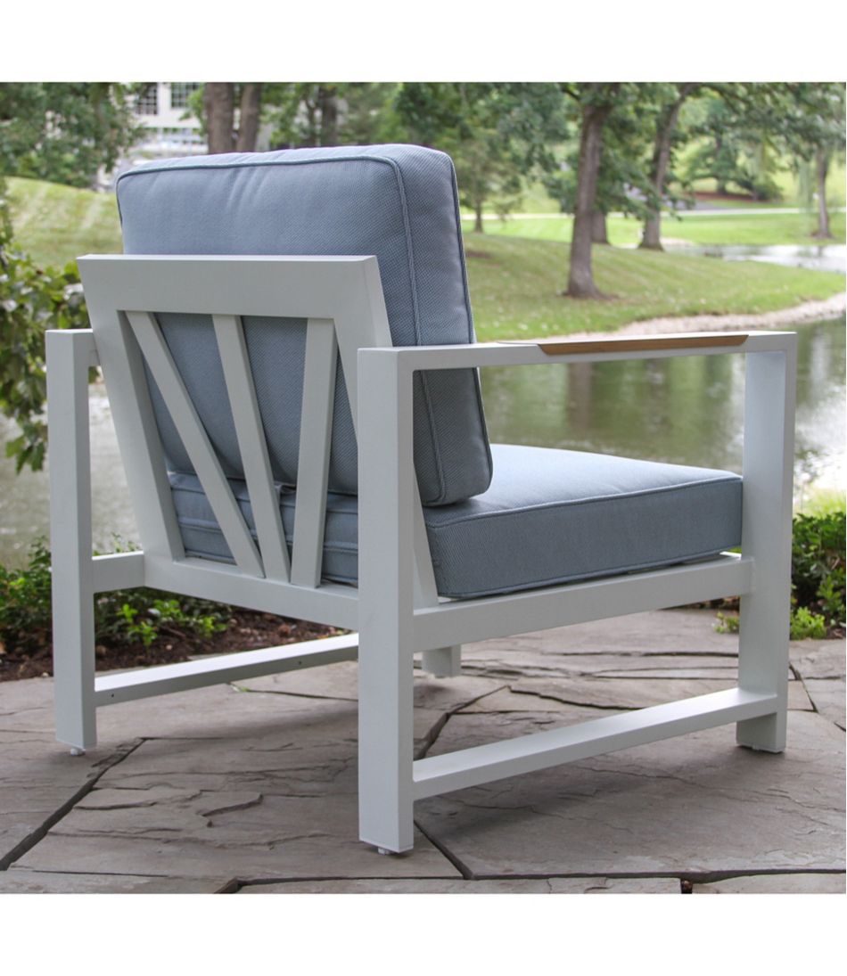 White Aluminum Deep Seating Armchair with Blue Cushions, Set of Two - L.L.Bean Great Value