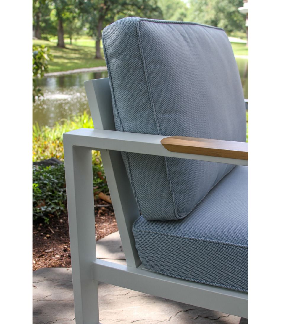 White Aluminum Deep Seating Armchair with Blue Cushions, Set of Two - L.L.Bean Great Value