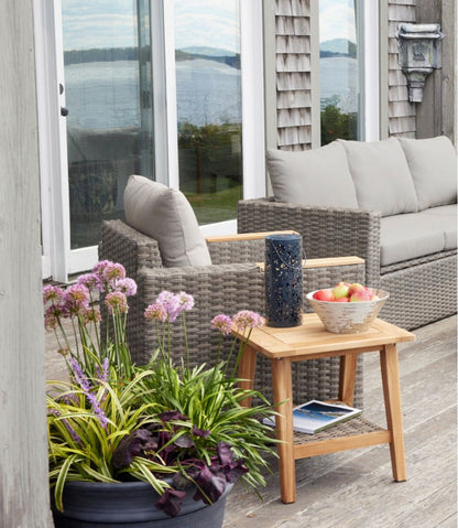 Teak Side Table with Wicker Storage Shelf - L.L.Bean Trusted