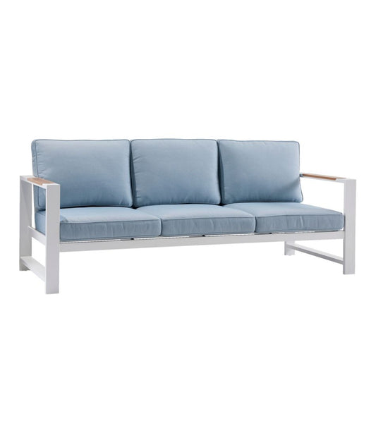 White Aluminum Deep Seating Sofa with Blue Cushions - L.L.Bean Everyday
