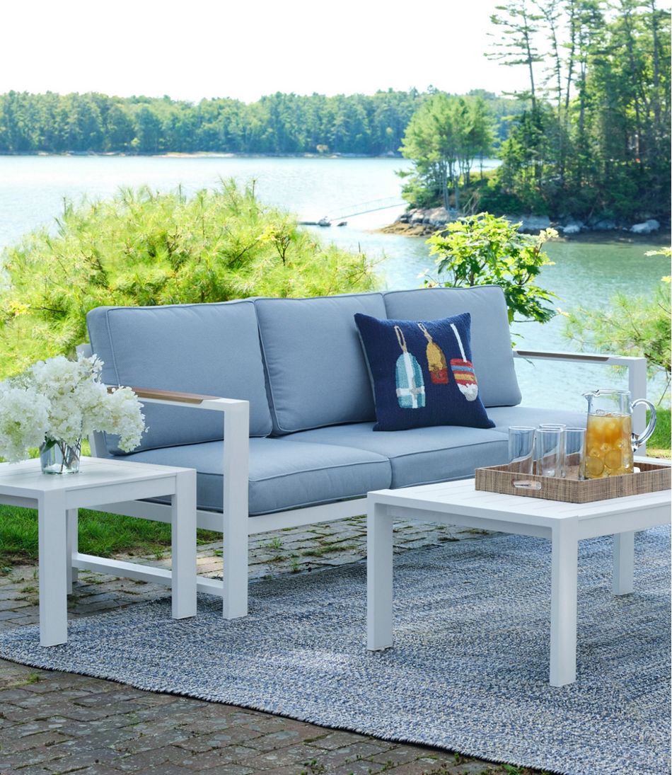 White Aluminum Deep Seating Sofa with Blue Cushions - L.L.Bean Everyday