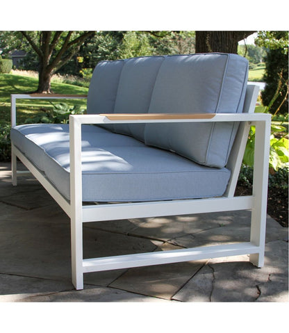 White Aluminum Deep Seating Sofa with Blue Cushions - L.L.Bean Everyday