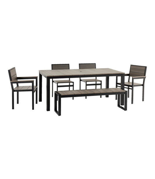 Aluminum/Recycled Poly Lumber Farmhouse Dining Set, Black - L.L.Bean Great Value