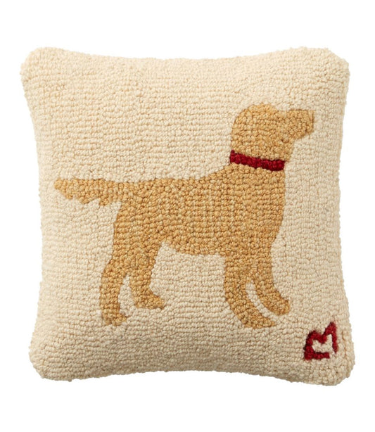 Wool Hooked Throw Pillow, Yellow Dog, 14" x 14" - L.L.Bean Quality