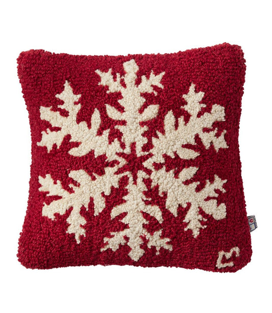 Wool Hooked Throw Pillow, Snowflake, 14" x 14" - L.L.Bean Trusted